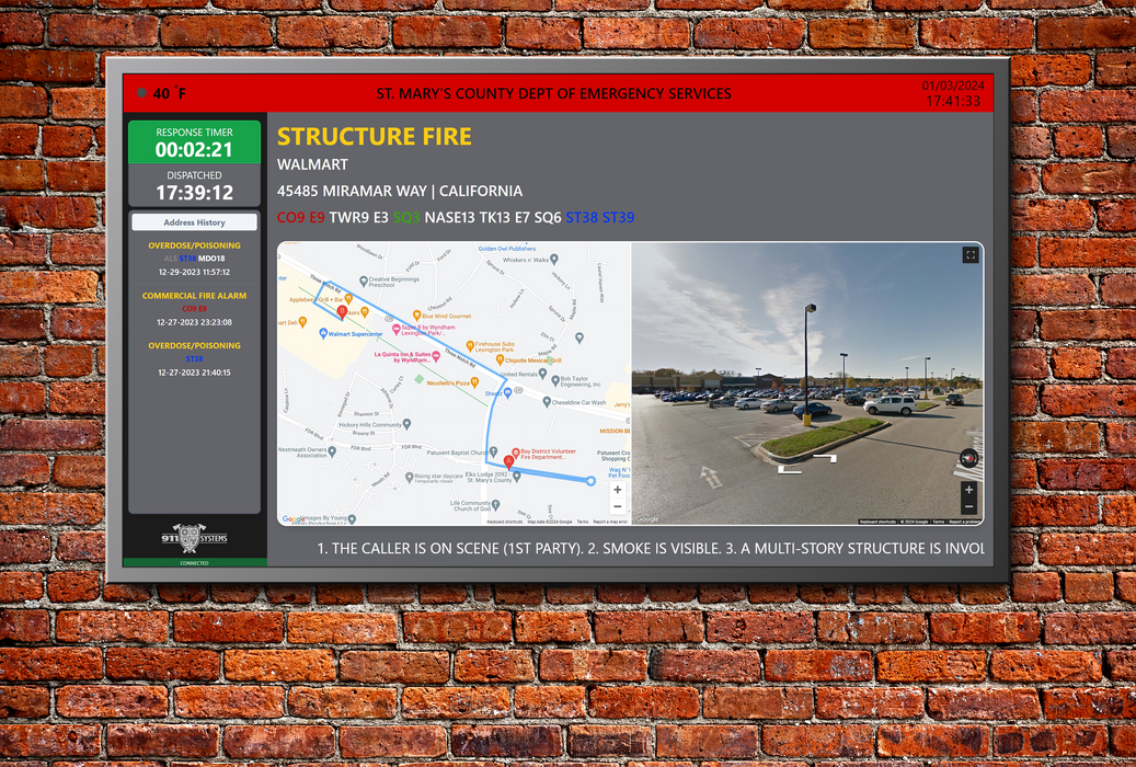 911 Systems Call Alert Display