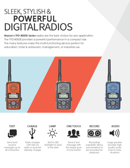 Maxon TPD-8000E Series DMR / Analog Portable Radio Package