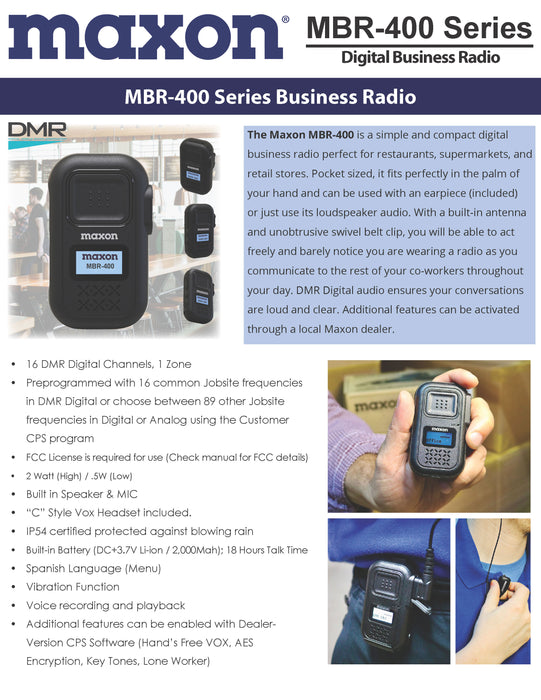 Maxon MBR-400 Compact DMR Business Radio