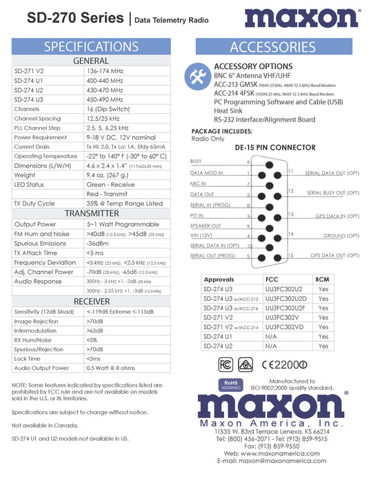 Maxon SD-270 Series Data Radio
