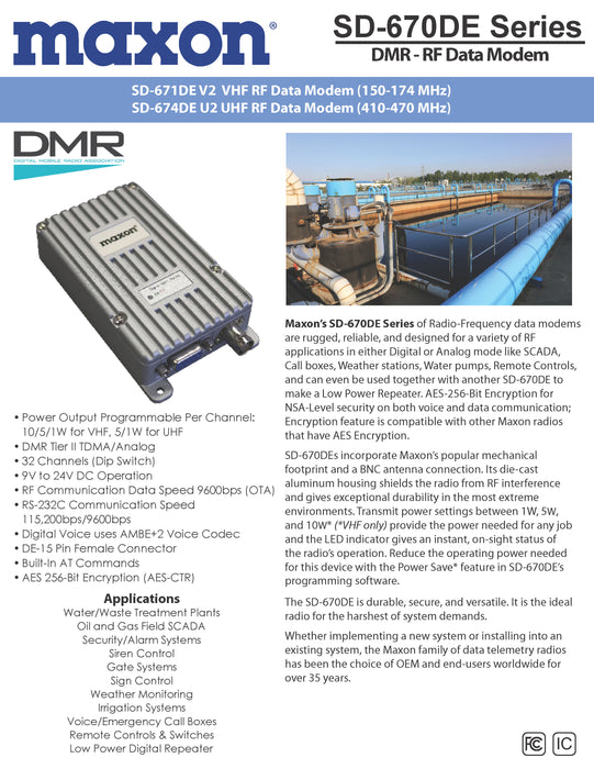 Maxon SD-670DE Series DMR RF Data Modem
