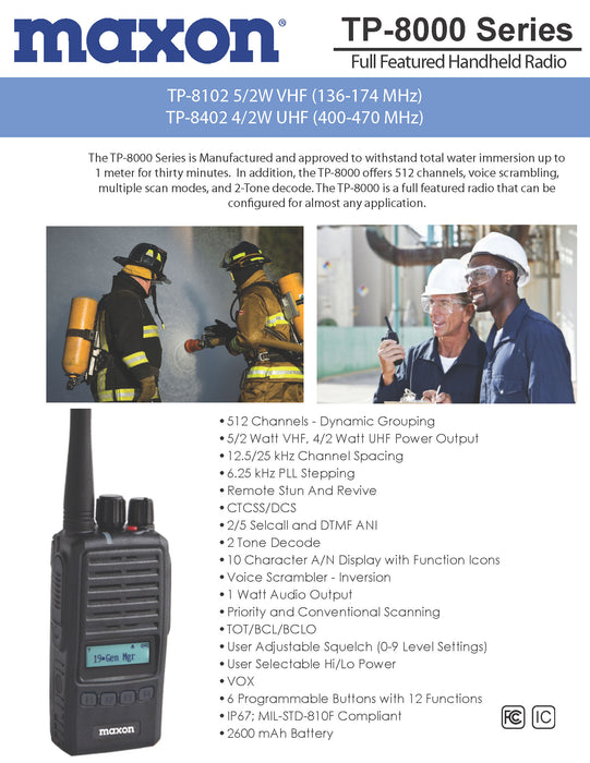 Maxon TP-8000 Series Analog Portable Radio Package